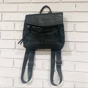 Botkier New York Black Nylon Leather Moto Backpack Logo Straps Bag
